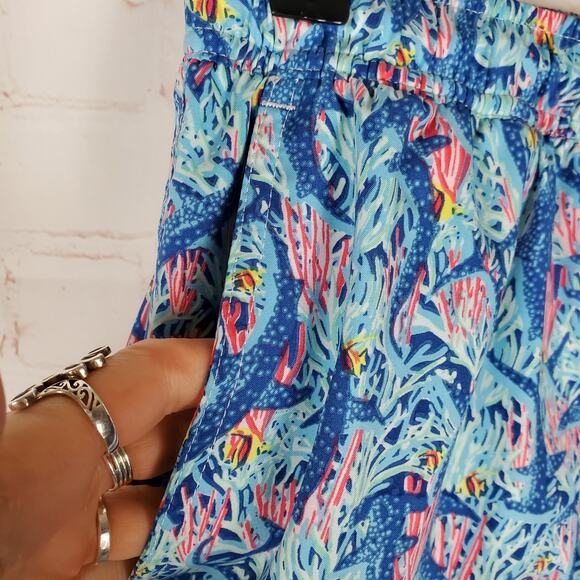 Peter Millar Seaside Collection Mesh Lined Swim Trunks Size L Blue Pink Coral - Picture 5 of 10